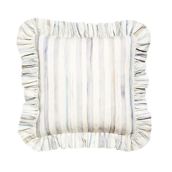 Mackenzie-Childs Sterling Stripe Ruffle Throw Pillow 20x20 NEW - Picture 1 of 4